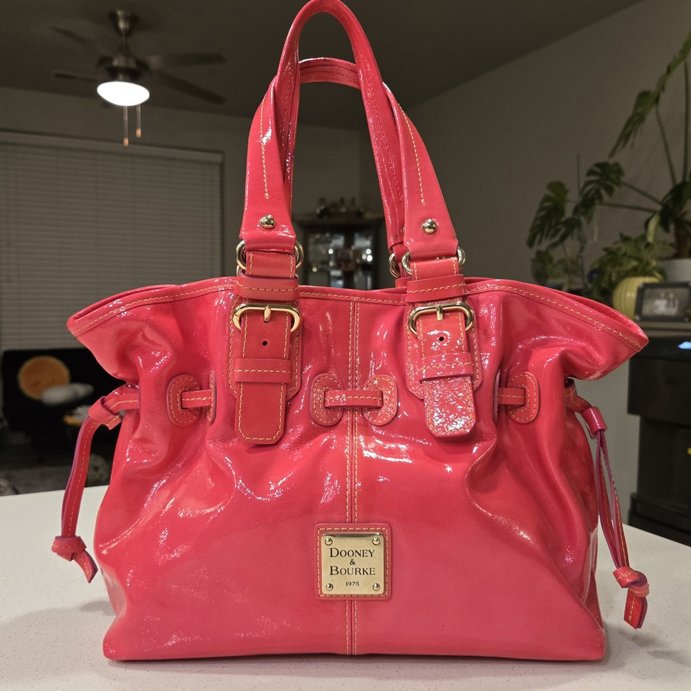 *SOLD* Y2K Dooney & Bourke Hot Pink Patent Leather Chiara Hobo Tote